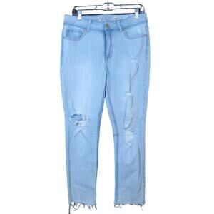 Seven7 Womens Jeans Blue Denim Distressed Weekend Slim Fit Raw Hems Stretch 8